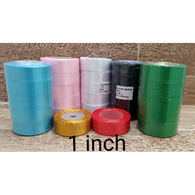 Pita satin polos ukuran 1 inch