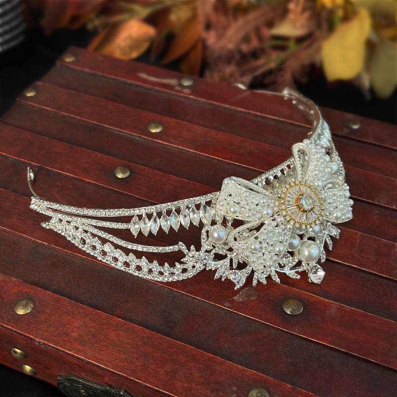 Mahkotatiara Rambut Hias Mutiaraberlian Imitasi Gaya Korea Untuk Pengantin Wanita