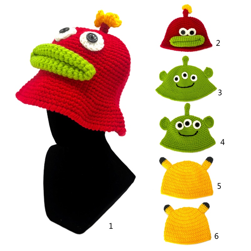 Topi Nelayan Rajut Hangat Motif Kartun Monster Untuk Anak Dan Dewasa