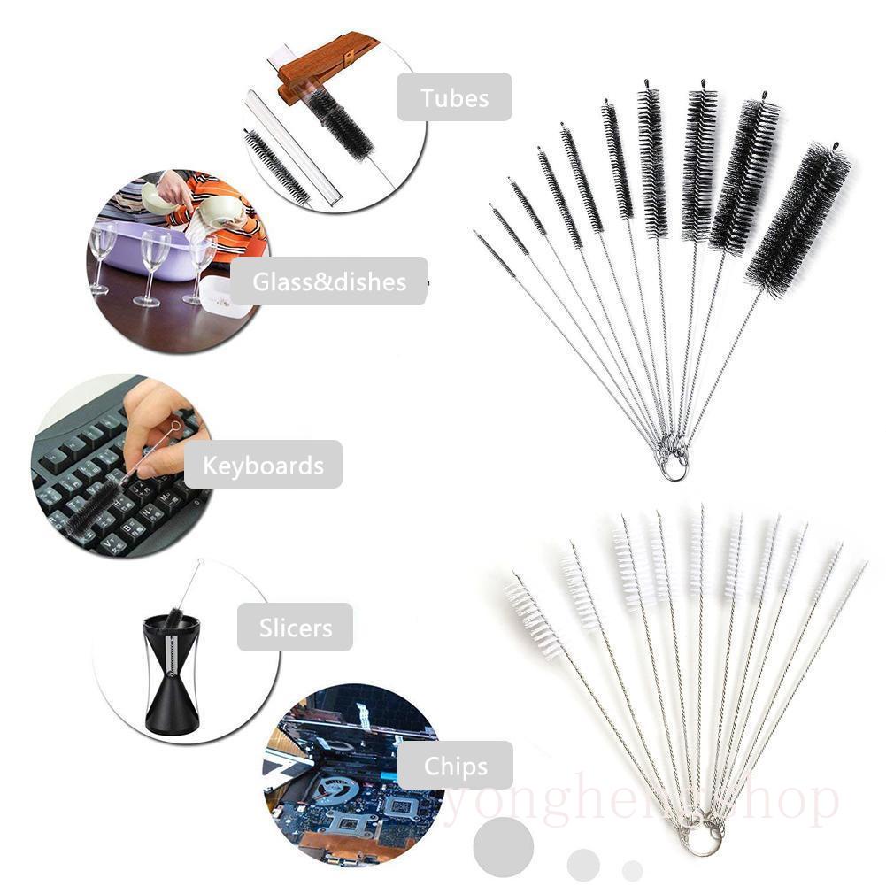 10pcs/set Rumah Sikat Pembersih Nilon Set Tabung Reaksi Botol Sedotan Alat Cuci Cleaner Tabung Pipa Alat Pembersih Keyboard Brushes