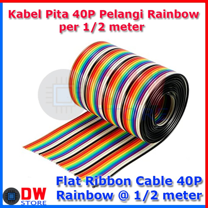 Jual Kabel Pita Pelangi P W Pin Flat Cable Rainbow Wire P Pin Per Meter