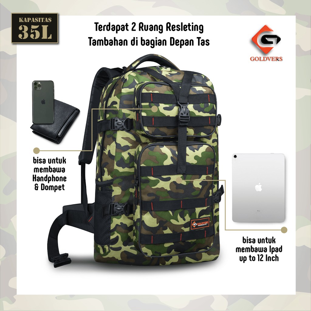 Tas Ransel Gunung Motif Army Ukuran 60L Ransel Kerja Jumbo Tas Ransel Mudik - Distributor Tas