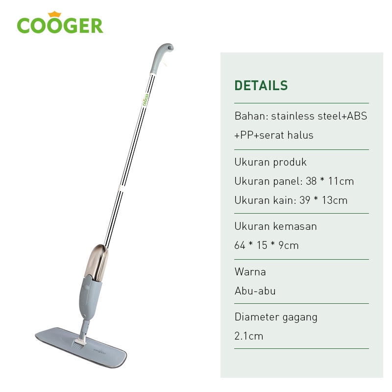 【Proses Cepat】COOGER Spray Mop Automatic With Water Tank Alat Pel Lantai Semprot Isi Air Otomatis Dan Praktis Dengan Tangki Air