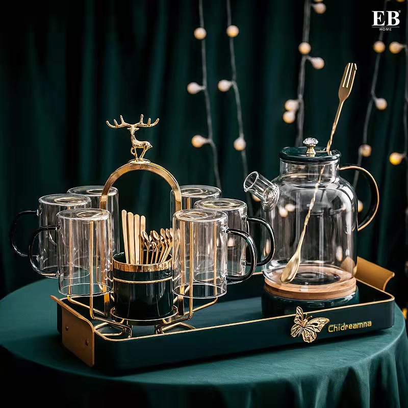 Gelas Kaca Set / Gelas Teko Mewah Nordic Deer Glass Teapot Set 70/1