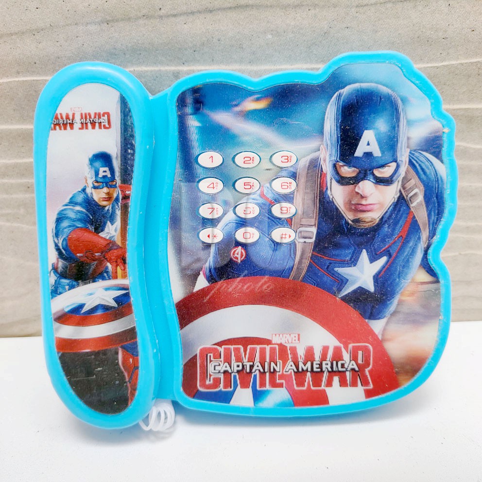 Telepon Superhero Captain America Iron Man Spiderman Mainan Telfon Rumah Dengan Musik &amp; Lampu