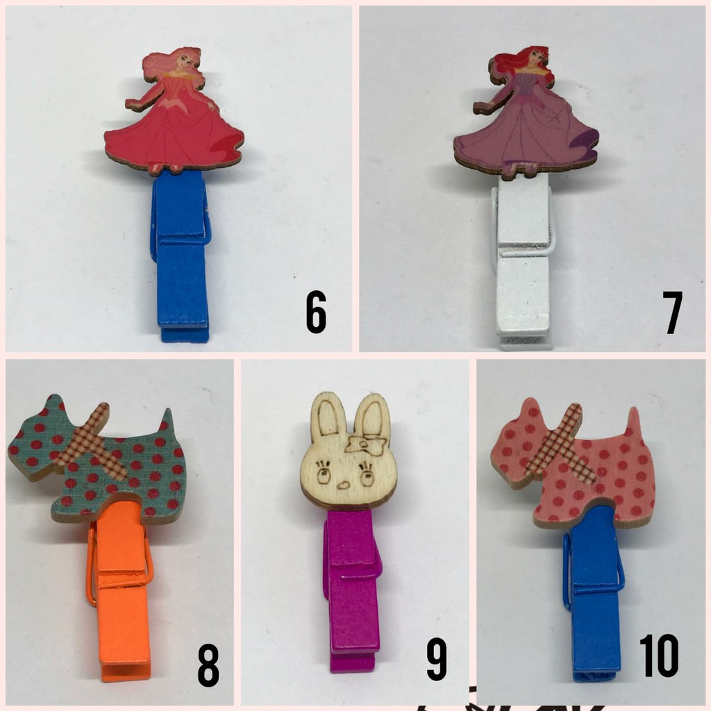 10 PCS - 3.5 CM WOODEN CLIP  KARAKTER WARNA | PENJEPIT FOTO | KLIP FOTO