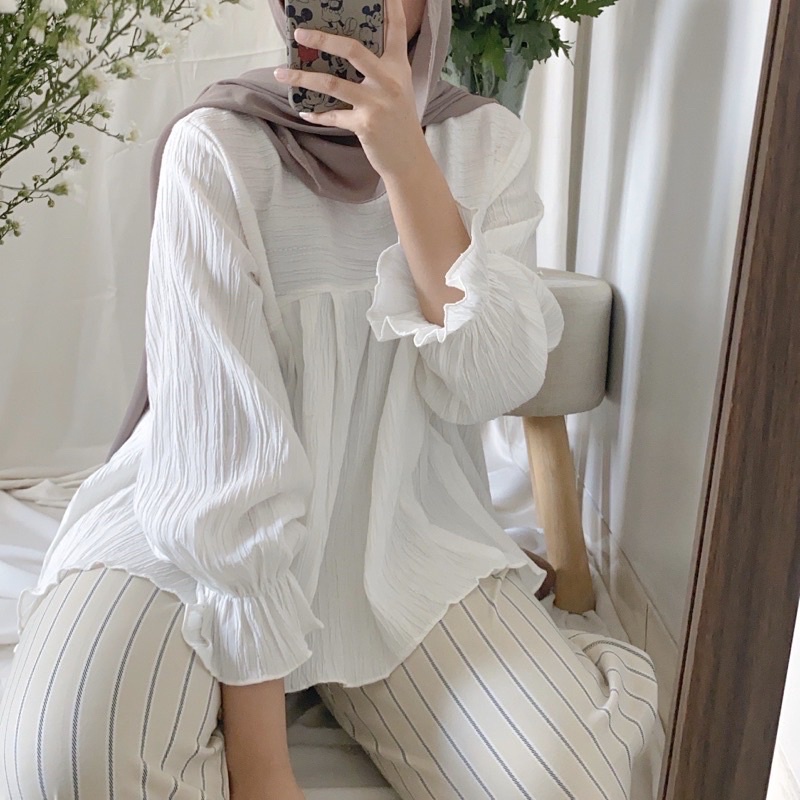NAOMI BLOUSE CRINKLE / BLOUSE WANITA / BLOUSE KOREAN STYLE / BLOUSE JUMBO / BLUS WANITA LENGAN PANJA