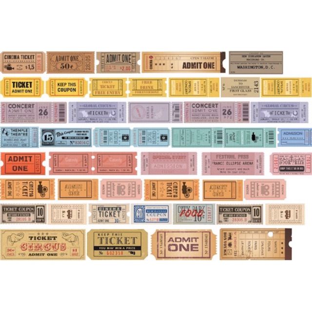 

VINTAGE TICKET STICKER SET