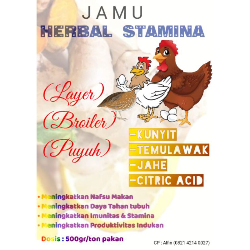 

Jamu herbal stamina ayam layer&broiler