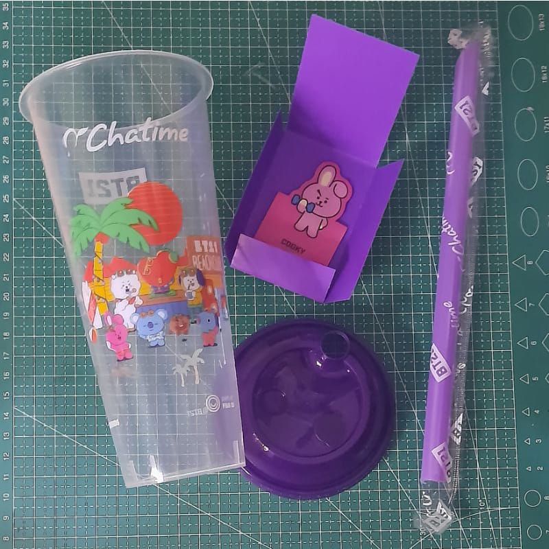 Tumbler chatime X BT21. Magnet CHatime BT21. [Ready]LANgsung CO AJa