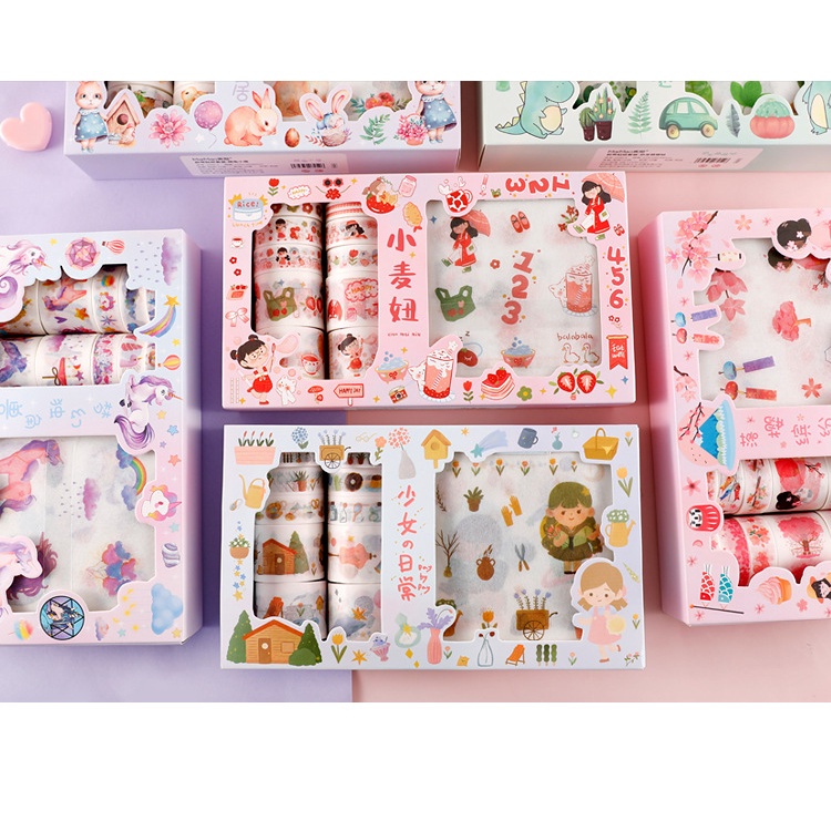 

YY 1 Per Box Cute Sticker Scrapbook Decor Stiker Aesthetic Journal Korea Style Set Tearable Washi Masking Tape