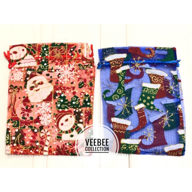 Kantong tile natal 13x18cm/ kantong sovenir/tas tile/kantong serut