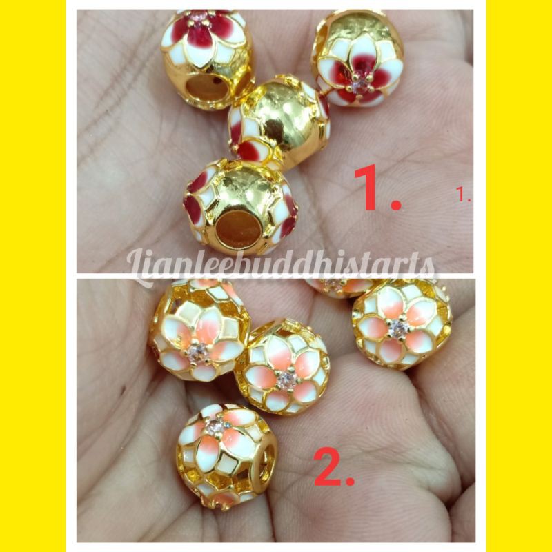 bead charm bandulan bunga emas