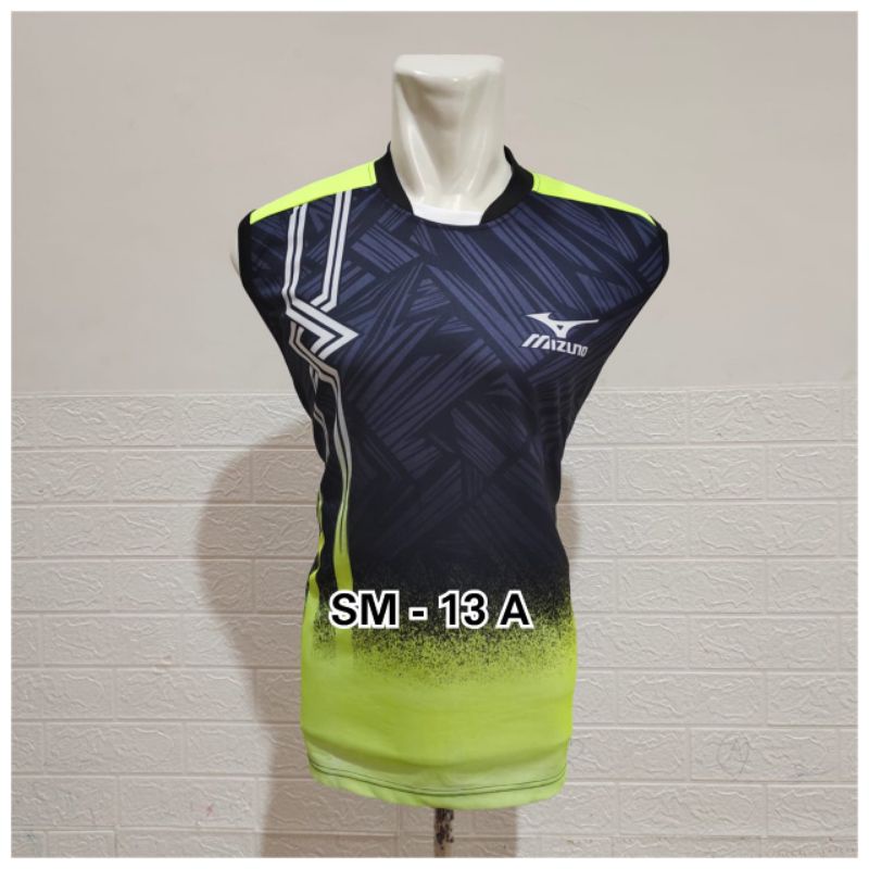 Baju Jersey voli motif wayang printing Miz Uno model singlet olahraga pria
