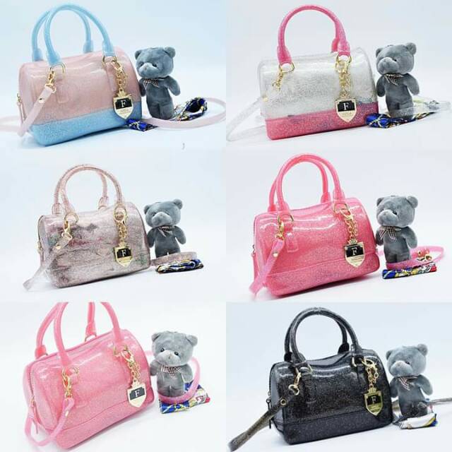TAS TERBARU/(RESELLER 85RB)FURLA SPEDDY MINI JELLY GLITTER 1KG MUAT 2PIS