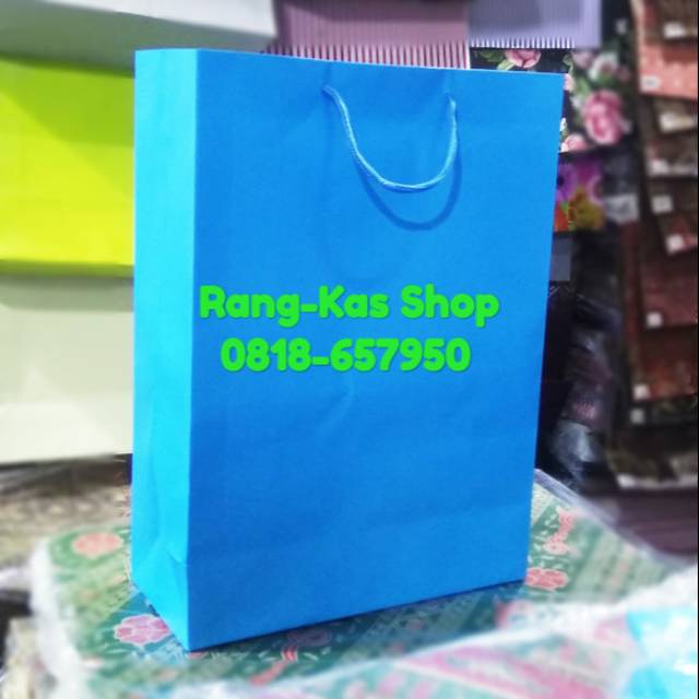 

Paper bag Biru Muda buku karton laminating