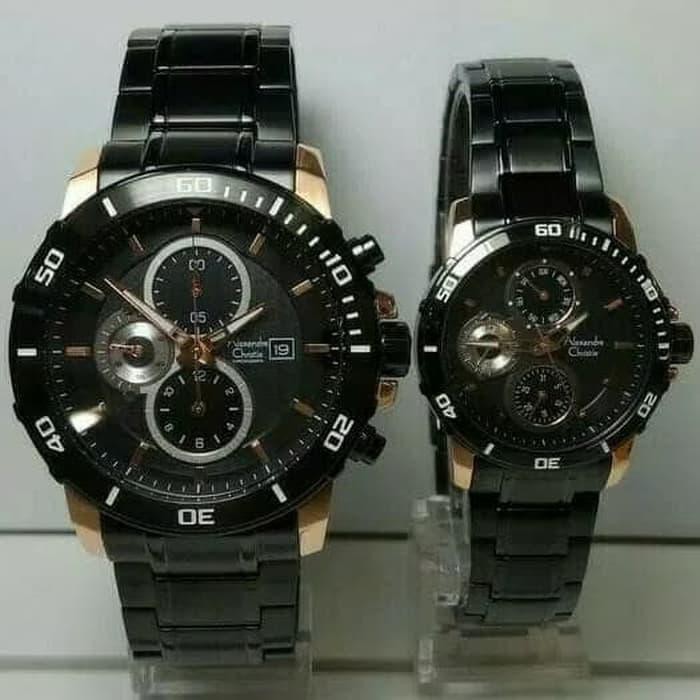 Sangat Populer Alexandre Christie Couple Ac6474 Black Rose Gold