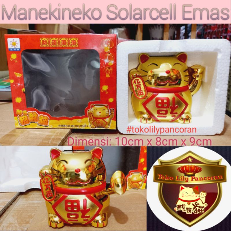 Manekineko Solarcell Emas / Kucing Hoki / Golden Lucky Cat / Kucing Rezeki