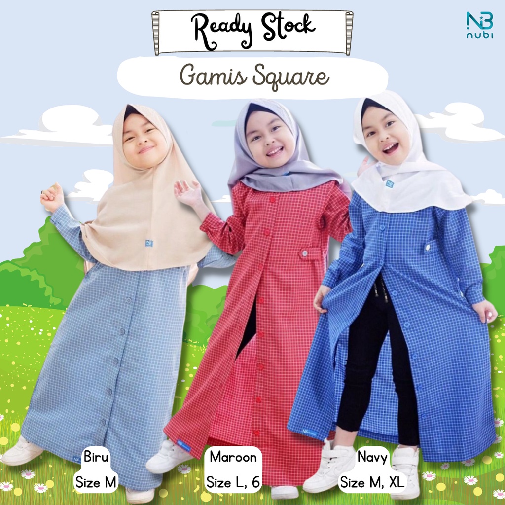 GAMIS ANAK PEREMPUAN BAHAN KATUN TOYOBO KATUN MOTIF KOTAK-KOTAK NUBI