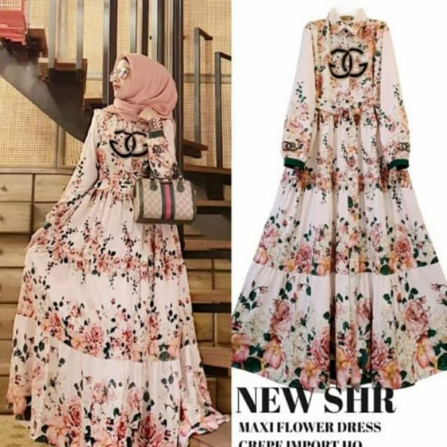 SHR ORI MAXY DRESS GUCCI CREPE FLOWER