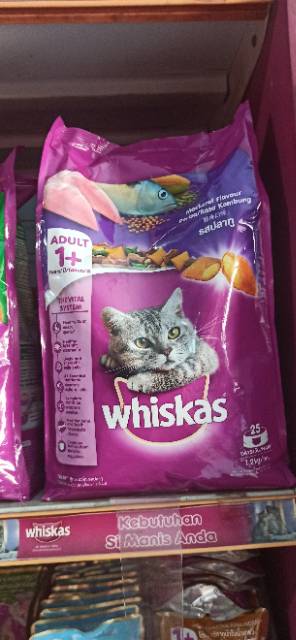 WHISKAS ADULT 1.2kg VARIAN TUNA MACKEREL CHICKEN ,