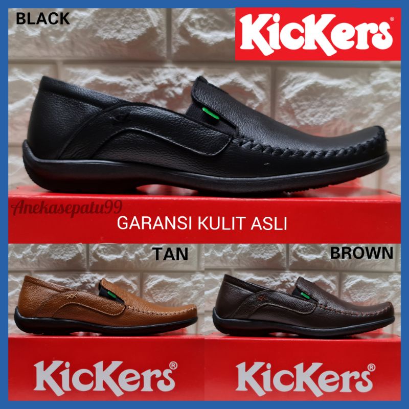 SEPATU PANTOPEL PRIA KICKERS KULIT ASLI / SEPATU PANTOFEL KERJA KANTOR COWOK FORMAL WEDDING PESTA / SEPATU SLIP ON LAKI