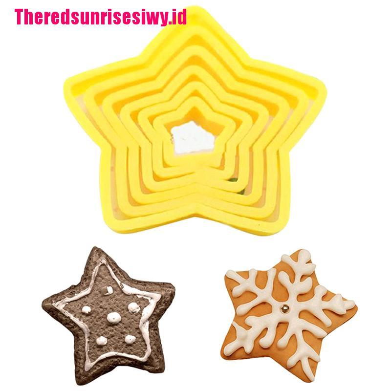 6pcs / Set Cetakan Cutter Bentuk Pohon Natal / Bintang Untuk Kue / Biskuit