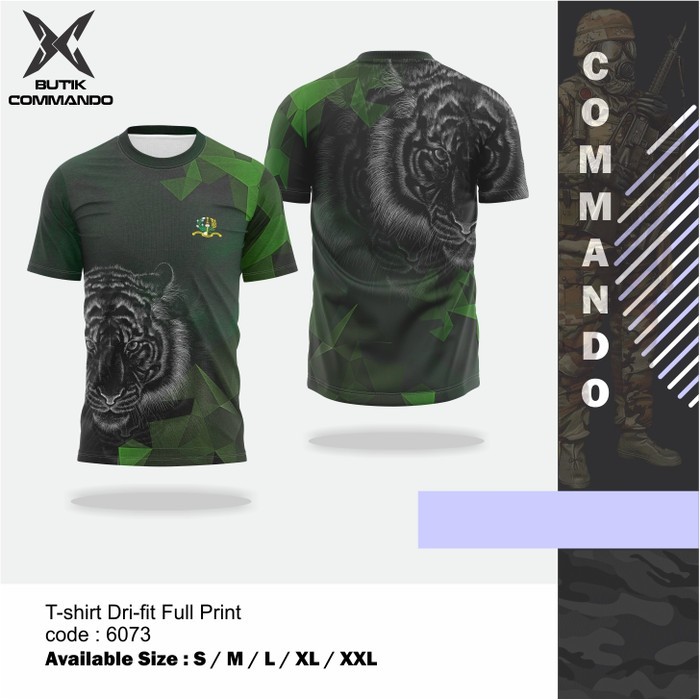 Kaos Pria Militer Akmil T-Shirt Dry Fit "Rainforest Tiger AKMIL" Cocok Untuk TNI AU AD AL dan Polisi