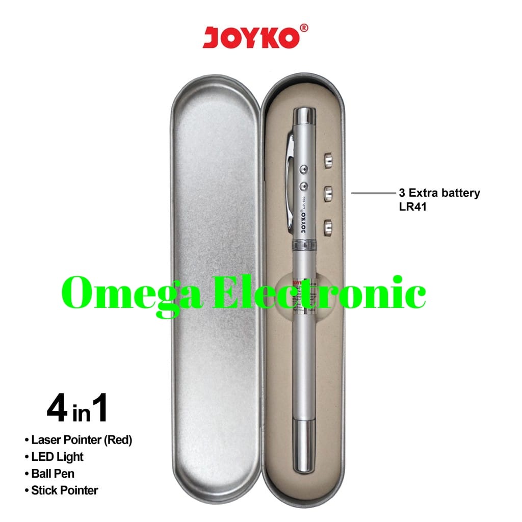 Joyko LP-100 Ball Pen Laser Pointer 4 In 1 Laser Senter Pulpen LP 100