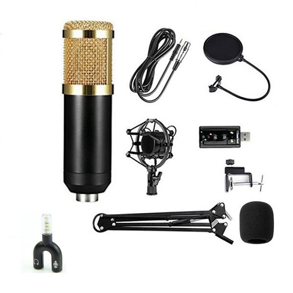 ROCKWARE RW-BM800 - Condenser Recording Microphone - Paket Premium Lengkap dengan USB 7.1 Soundcard