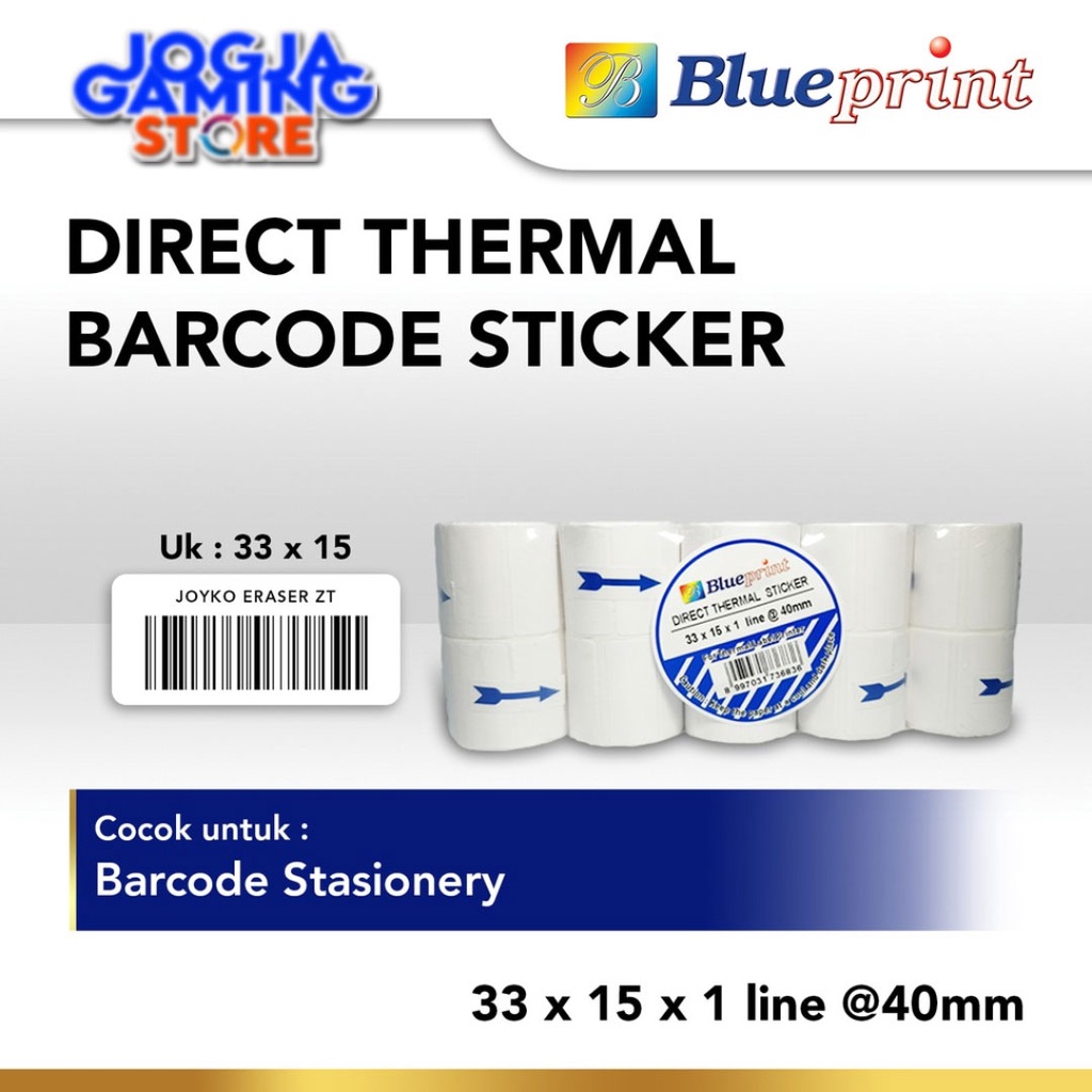 

Direct Thermal Sticker / Label Stiker BLUEPRINT 33x15 mm 1 Line Isi 495