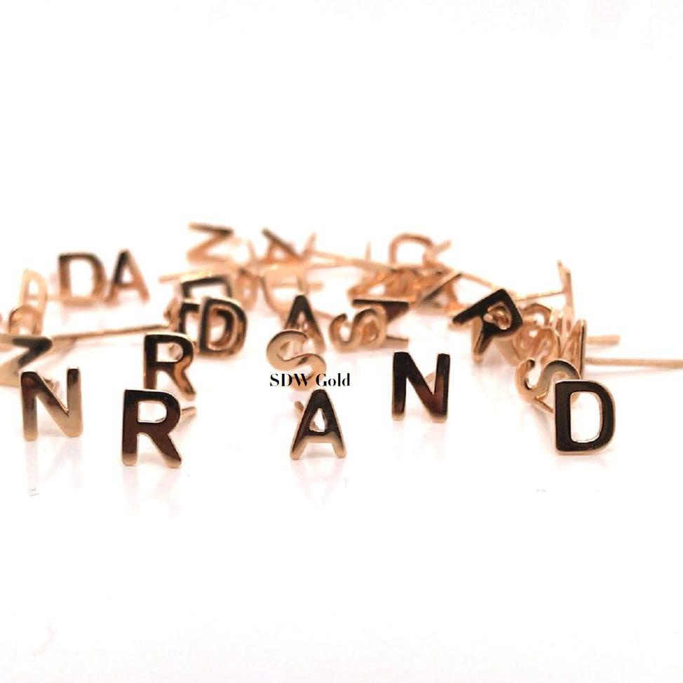 [KODE 887] Anting Tusuk Emas Huruf / Inisial / Abjad / Alfabet 16K - SDW Gold -
