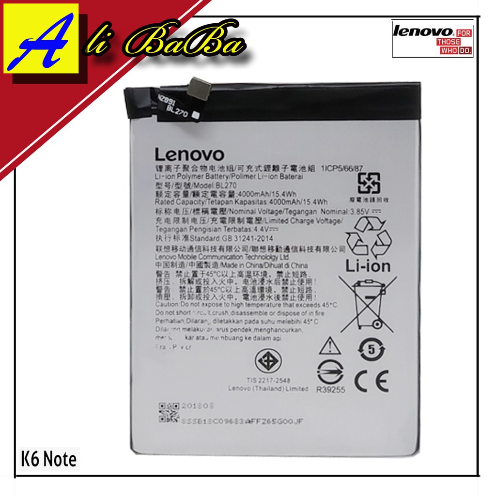 Baterai Handphone Lenovo Vibe K6 Note K8 Note K8 Plus BL270 Batre HP Lenovo K6 Note Battery Lenovo