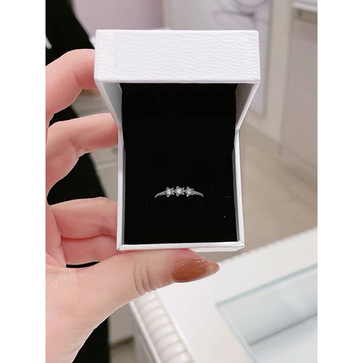 Pandora Cincin 925 Silver Desain Bintang Aksen Berlian Kubik Zirkonia Untuk Wanita