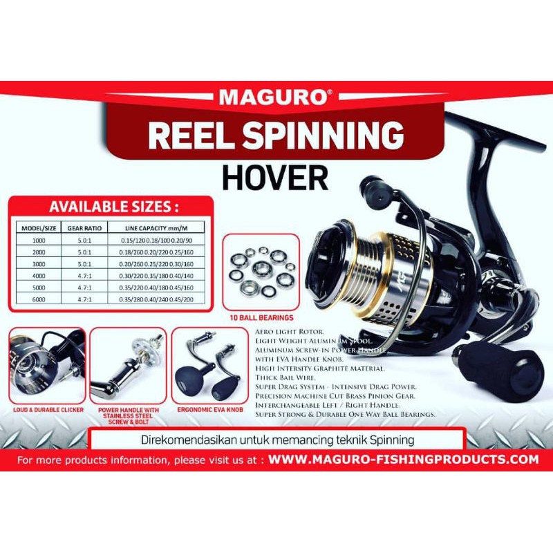 reel Maguro HOVER 1000 2000 3000 4000 5000 6000  |  Reel Spinning Power Handel