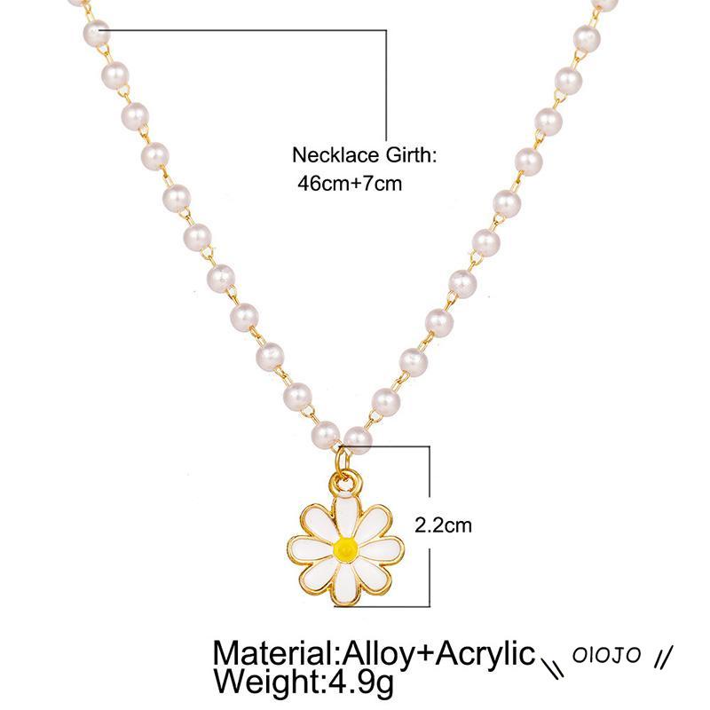 【COD】Kalung Rantai Dengan Liontin Bunga Chrysanthemum + Mutiara Untuk Wanita