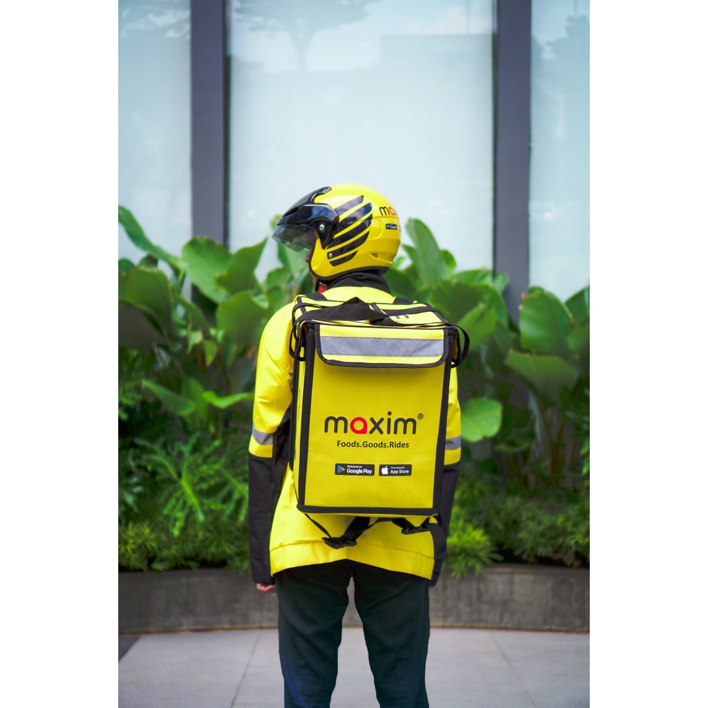 MAXIM - Paket Atribut Lengkap (1 Helm, 1 Jaket &amp; 1 Tas) (Maxim - Transportasi Online)