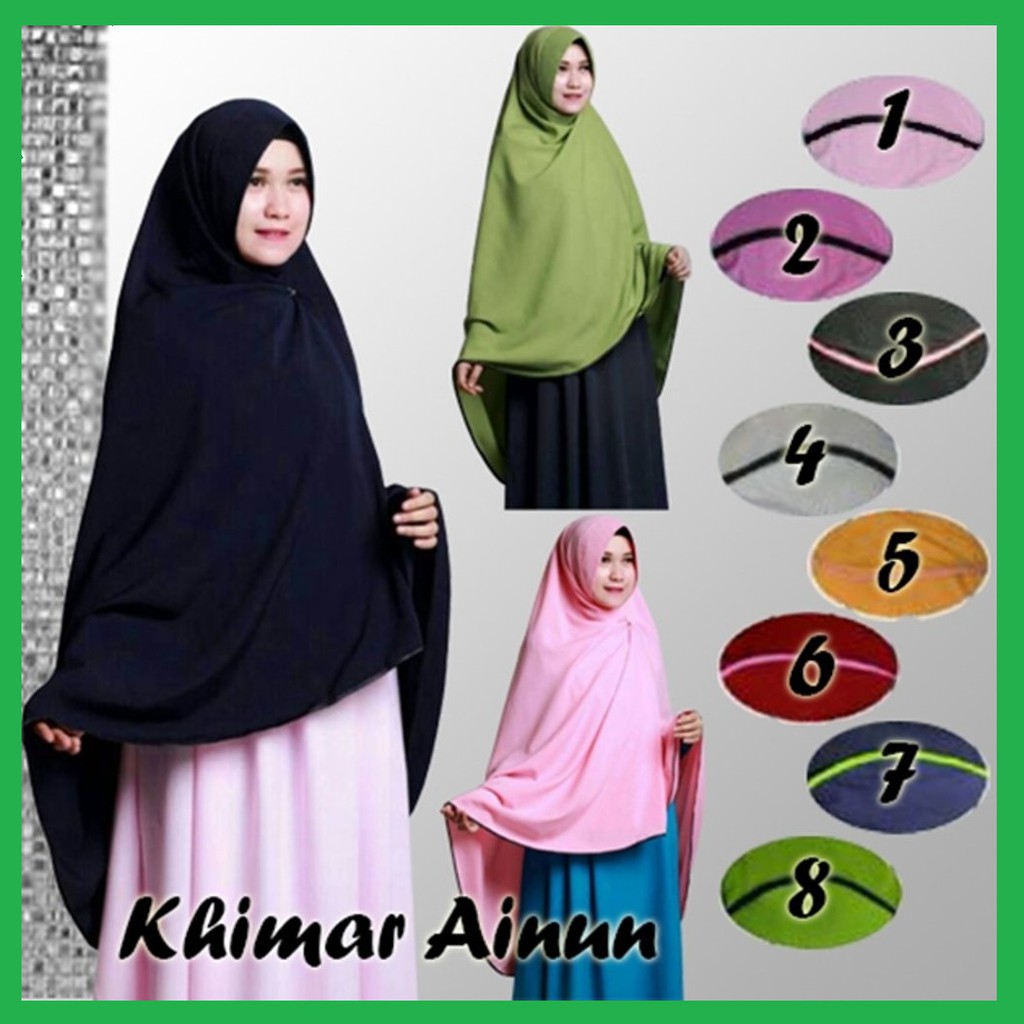 Jual Khimar Ainun Jilbab Panjang Syari Hijab Jersey with Pet Pad