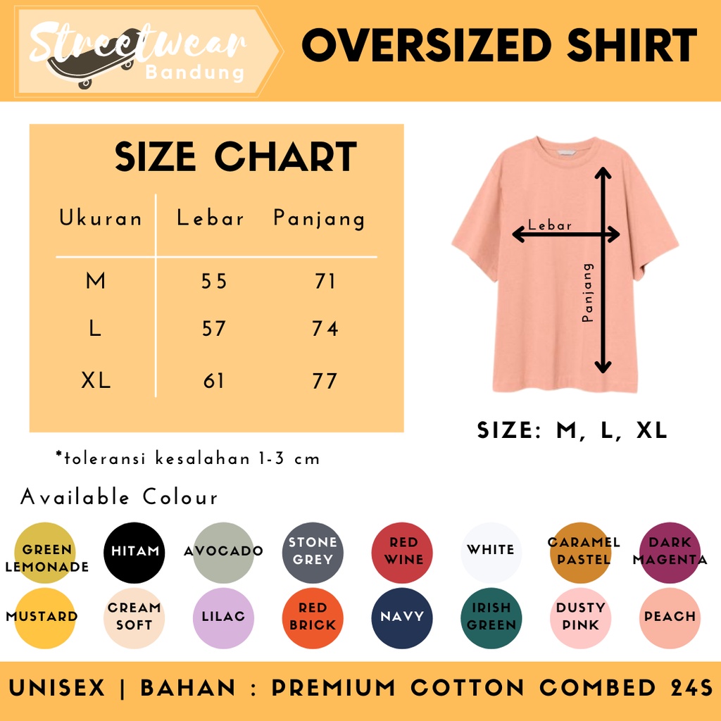 KAOS OVERSIZE BANDUNG WANITA / PRIA KUALITAS TERBAIK