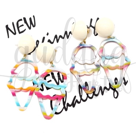 Anting Stud Yummy Ice Cream Earrings Motif Es Krim Enak GH 203266