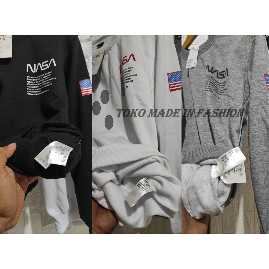 Sweater Crewneck NASA Heron Preston Premium Unisex Bahan katun tebal Full Tag Wash