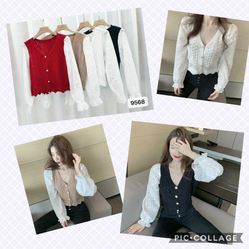 Blouse Knit Top Button Brukat Import Special TM (TM 9568)