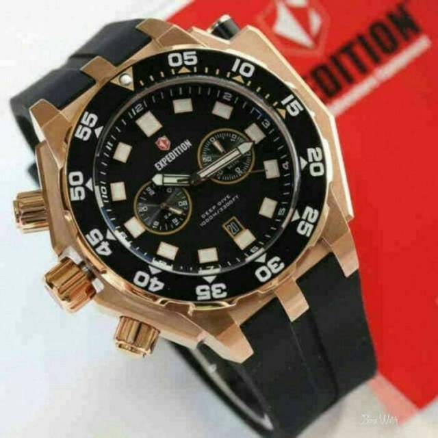 EXPEDITION 6641 Jam Tangan Pria Diving Rosegold Black ORIGINAL