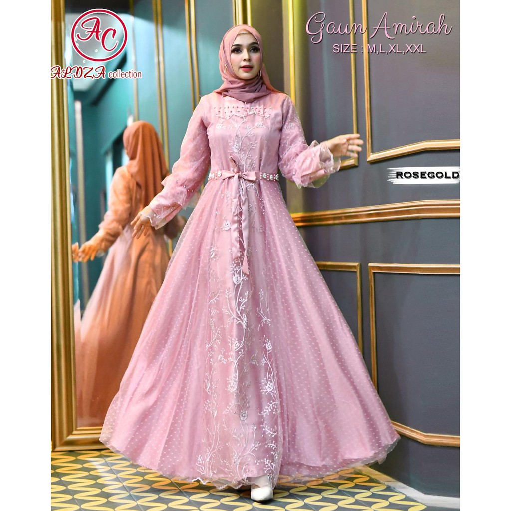 LONG GAMIS TULLE MUTIARA BORDIR / GAMIS AMIRAH