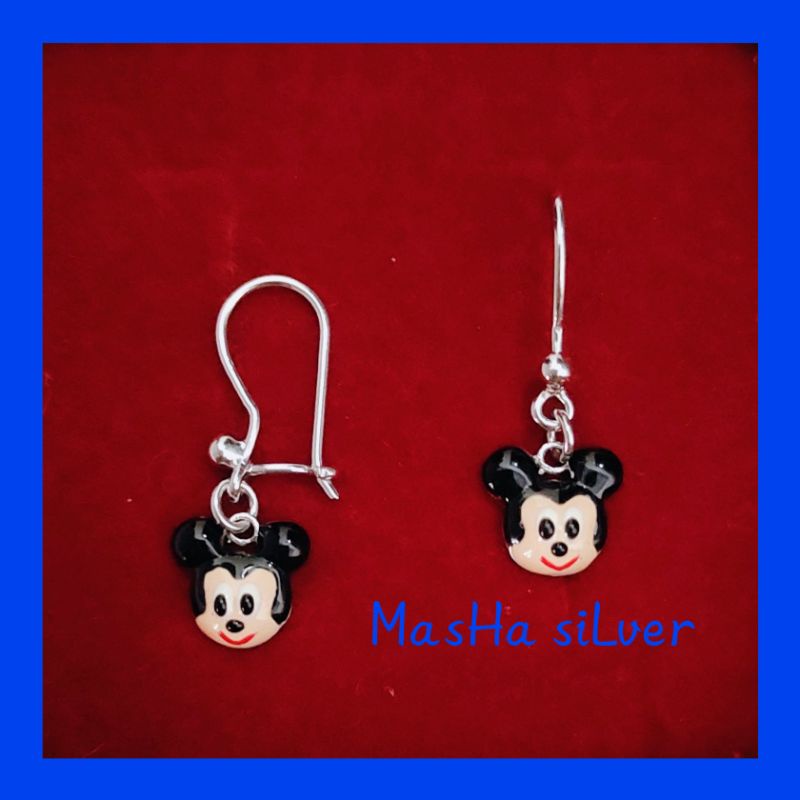 ANTING ANAK PERAK ASLI SILVER 925 LAPIS MAS PUTIH_AT KAIT MICKEY MOUSE
