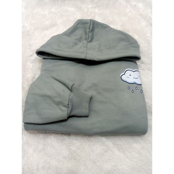 Sweater Hoodie Wanita Kekinian Korea Cloud Rain Sweter bahan fleece tebal-MACHA