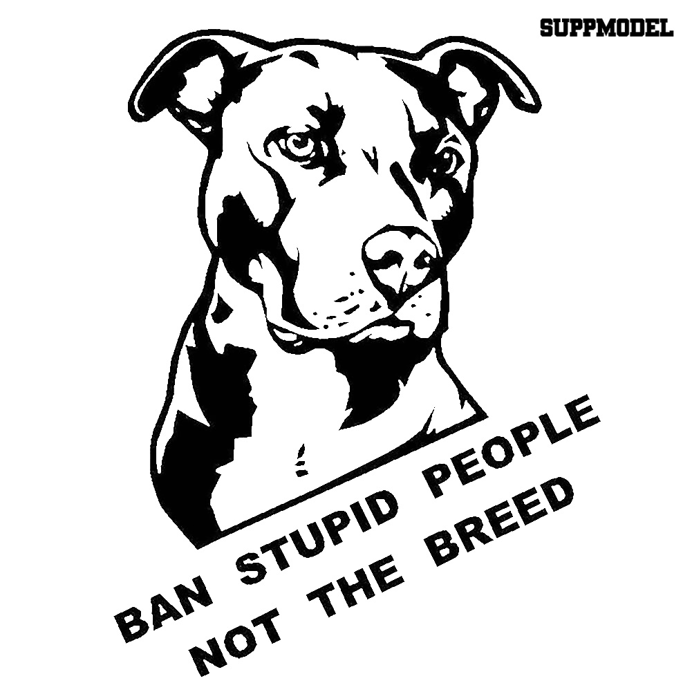 Stiker Ban Stupid People Not Breed Pitbull Untuk Bodykaca Jendela Mobil