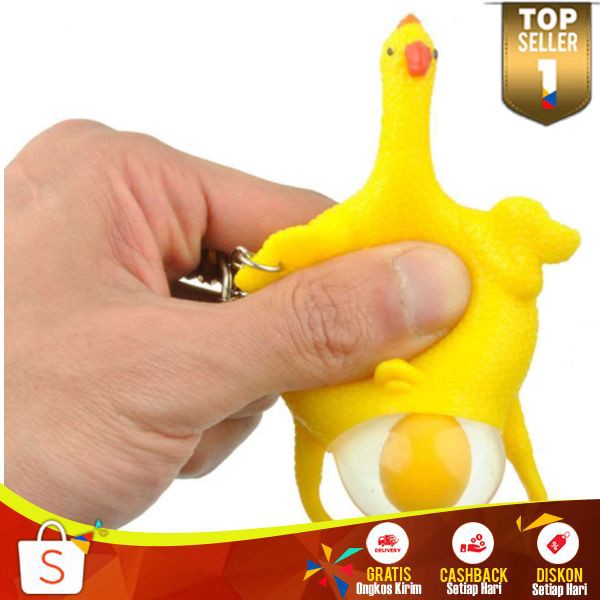 Gantungan Kunci Squishy GA 06 Gantungan Skuisi Anti Stress Model Ayam Bertelur Turkey Egg Murah