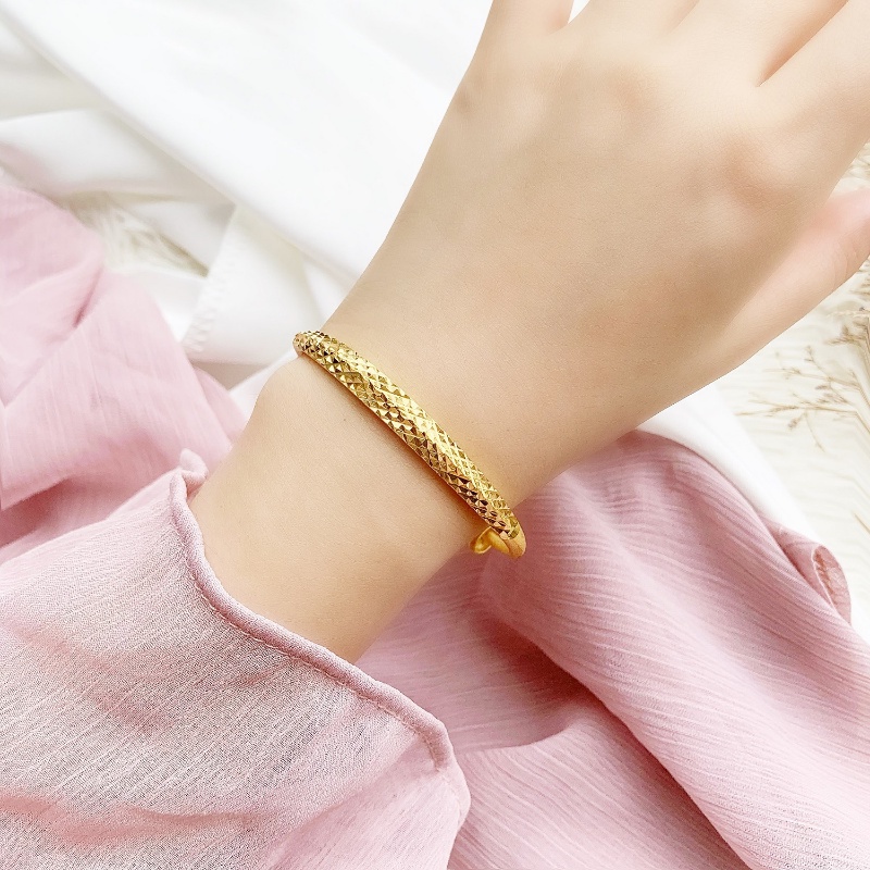 BISA COD Fashion Gelang Emas Asli Kadar 375 Bangle Wanita Hadiah Terbaik 419G5#