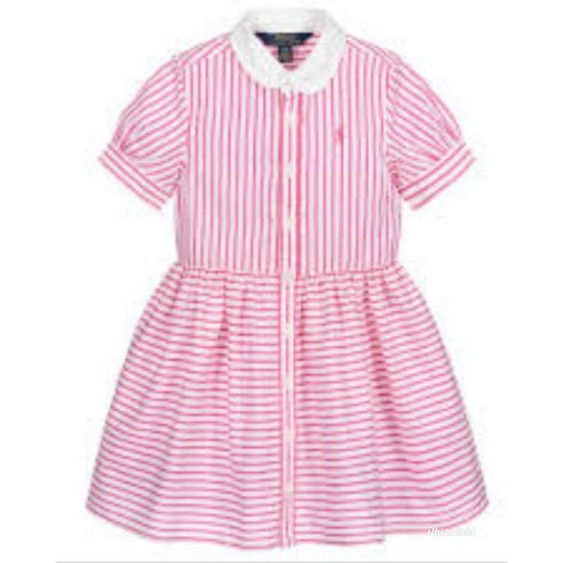 Dress anak bayi polo Ralph Lauren branded original pink salur